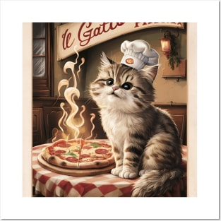 Kitten and pizza Posters and Art